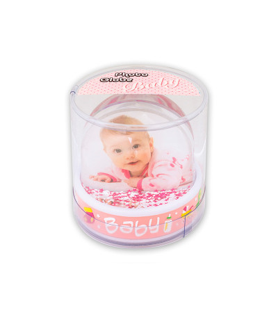 Bola de neve bebé rosa personalizável
