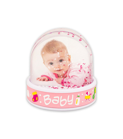 Bola de neve bebé rosa personalizável